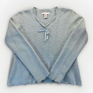 Lucy & Laurel Sweater Womens M Baby Blue Angora Wool Soft Feminine Coquette